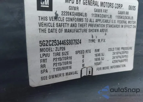 2006 Saturn Vue V6 from USA, damaged, VIN 5GZCZ53446S807924